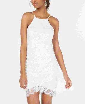 Speechless Junior's Lace Halter Wrap Skirt Dress White Size Large